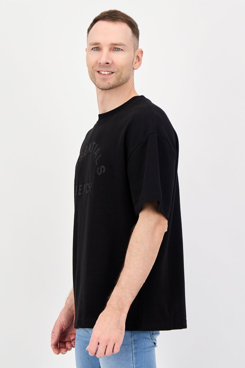 Bench Men Oversized Fit Crew Neck Short Sleeve Brand Logo T-Shirt, Black - Image 3